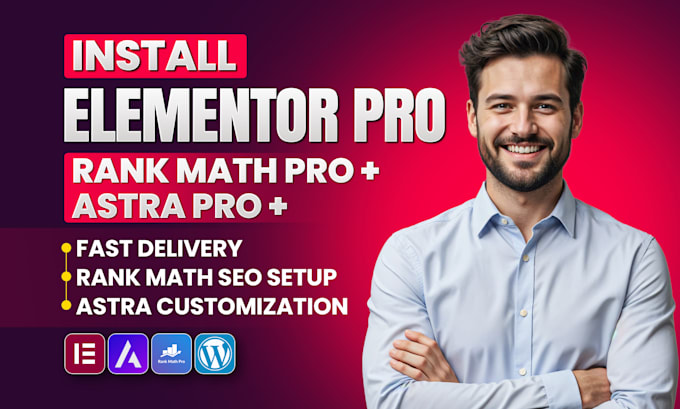 install elementor pro, astra pro, and rank math pro plugins