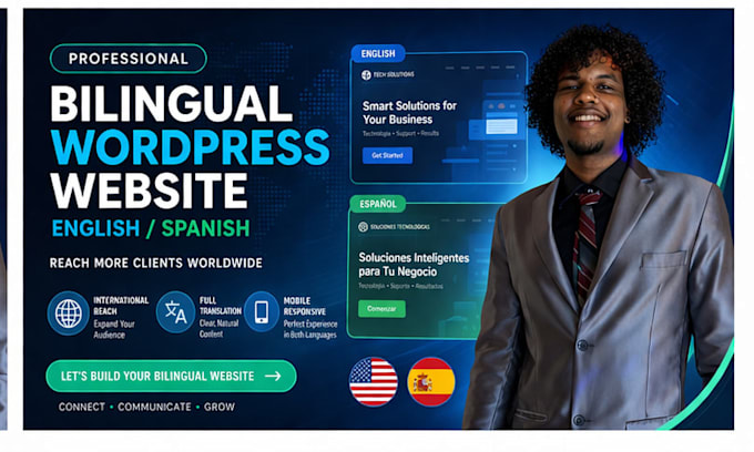 create a professional bilingual wordpress website english spanish