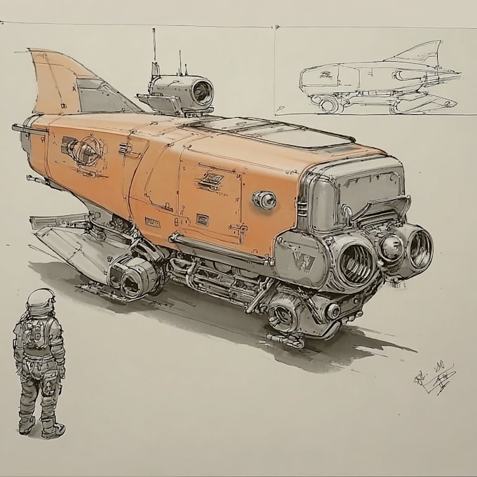 design sci fi vehicle and character