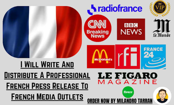 write and distribute a professional french press release to french media outlets