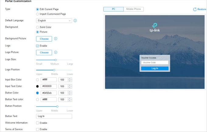 configure voucher authentication on omada controller