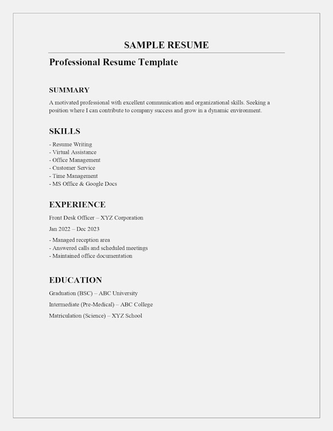 write a professional resume and cover letter