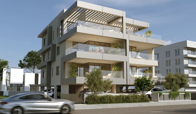 construct rent apartments, modern structure,estate building, courtyard landscape