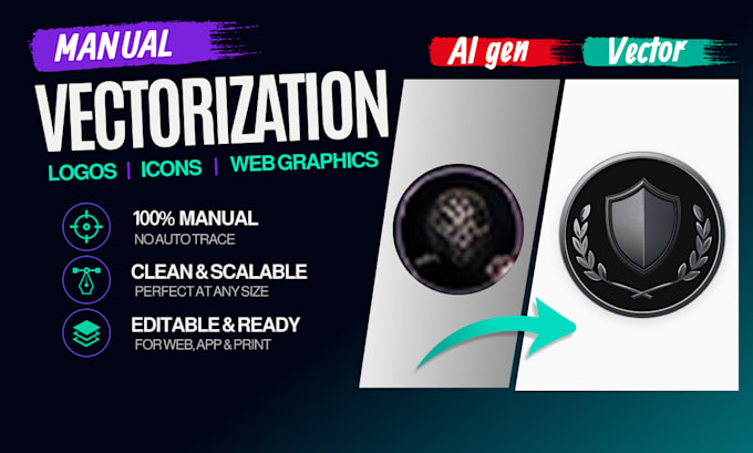 manually vectorize your ai logo or icon to clean svg,png