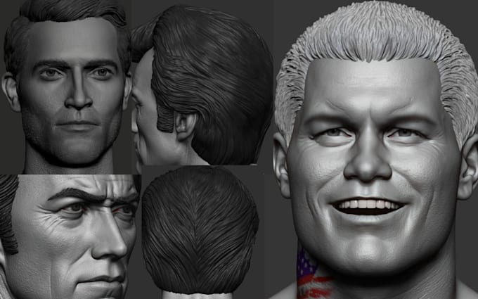 Sculpt realistic 3d head model printable 3d bust in zbrush stl file for ...