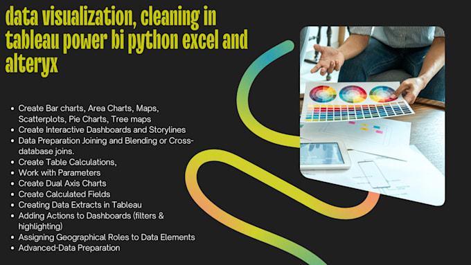 do data visualization, cleaning in tableau power bi python excel and alteryx