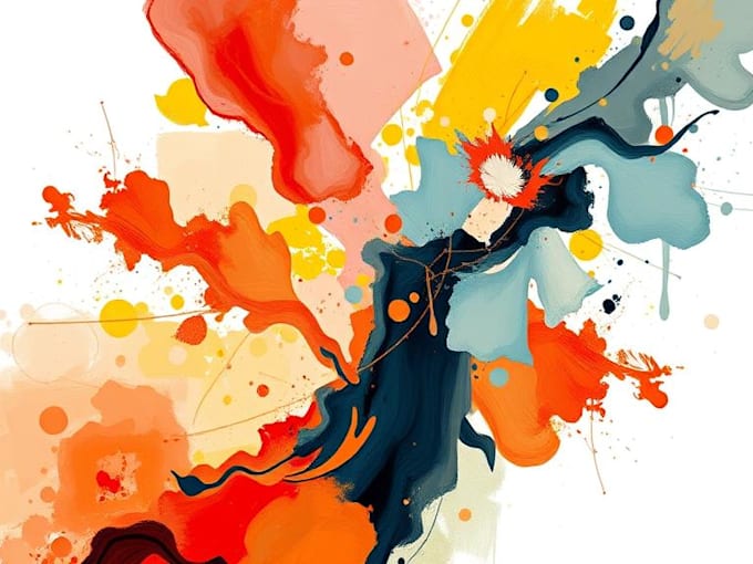 create unique printable digital oil paint abstract wall art design