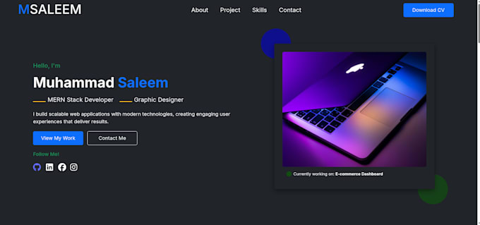 design and develop a modern portfolio website