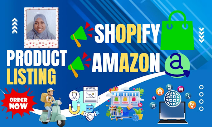 do product listing, data entry with images and descriptions on shopify or amazon