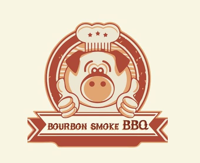 do super BBQ team catering restaurant logo with bourbon bar