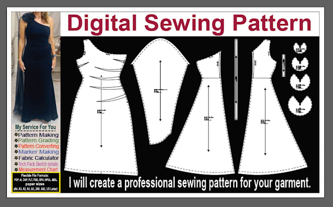 make professional digital sewing pattern with grading for garments in PDF dxf