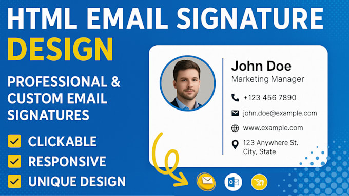 Design a custom clickable html email signature all platforms by ...