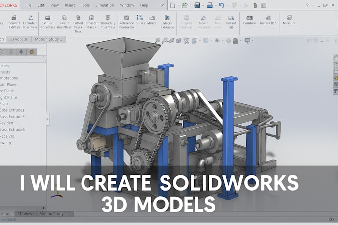 design 3d mechanical parts, assemblies, and technical drawings in solidworks