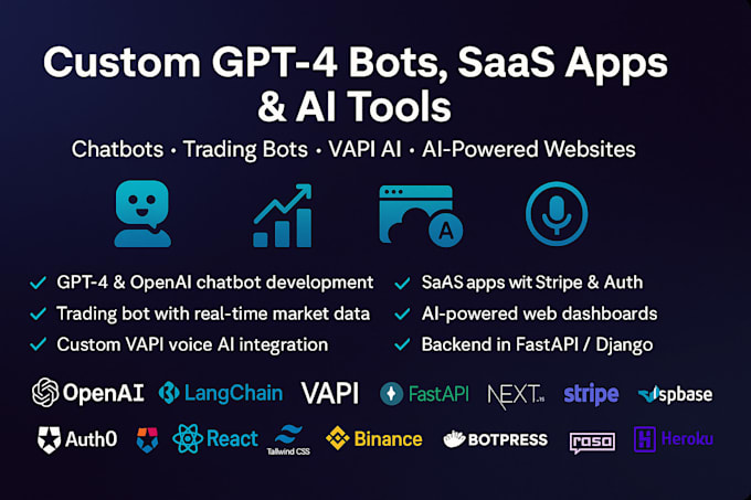 do ai chatbot gpt 4 bot trading bot vapi ai sass app and ai website