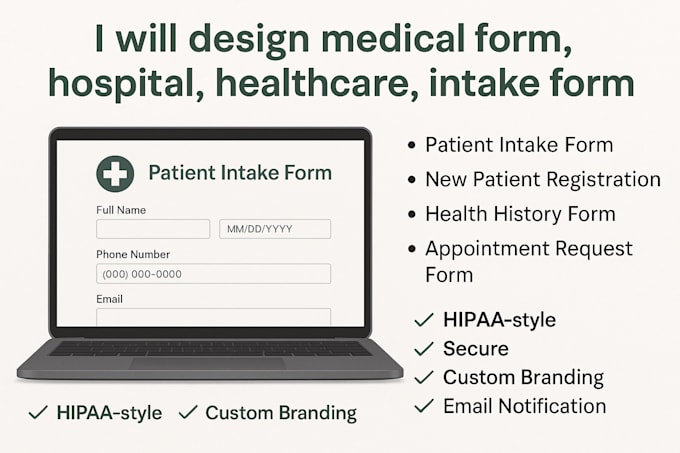 design medical form, hospital, healthcare intake form