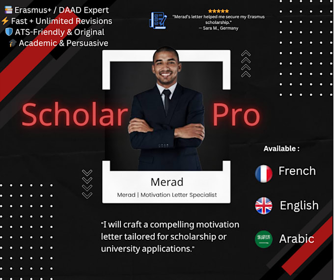 write and design a professional motivation letter