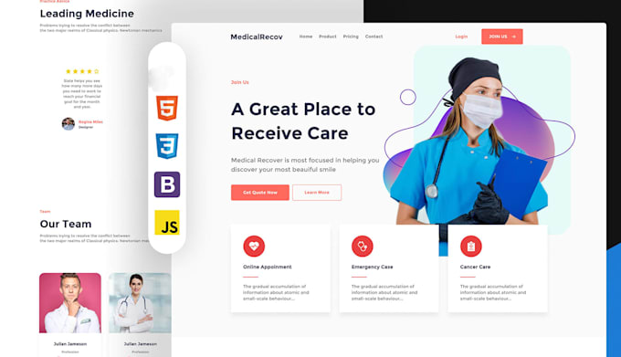 create a clean, fast, and responsive website by HTML CSS js