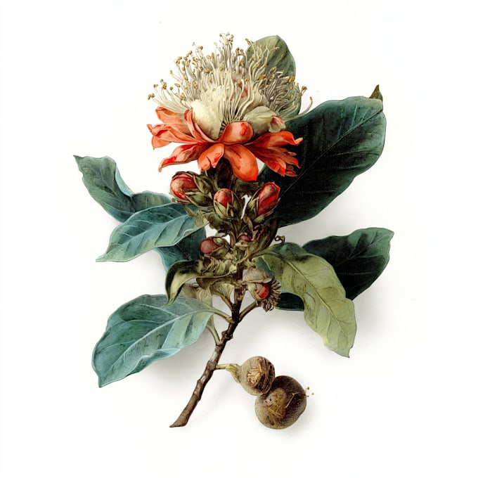 draw a realistic botanical drawing