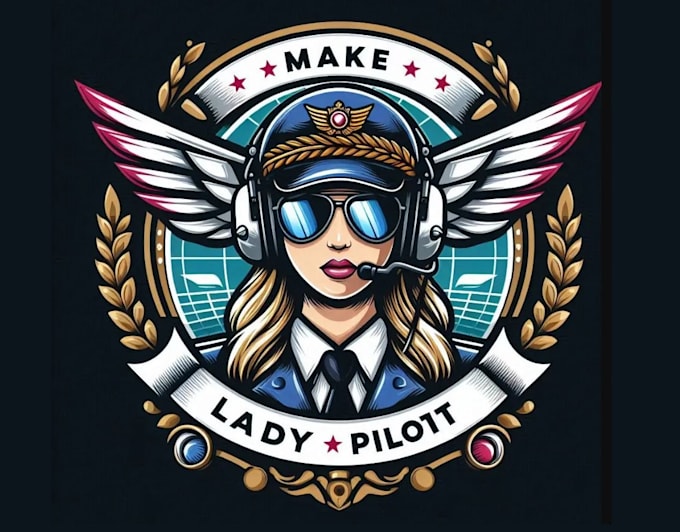 make esport lady pilot aviation logo