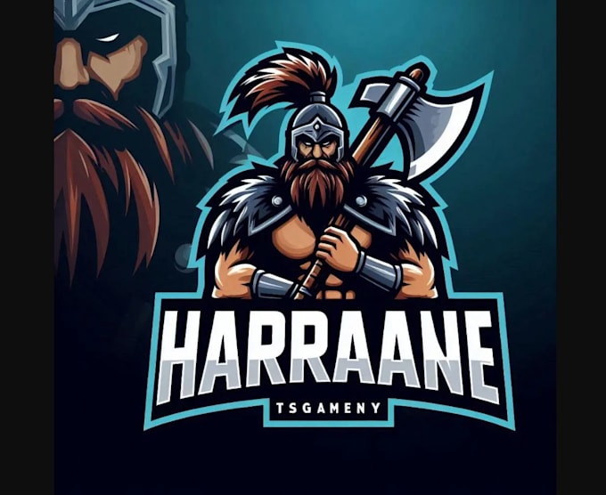 do custom axe barbarian warrior mascot logo design