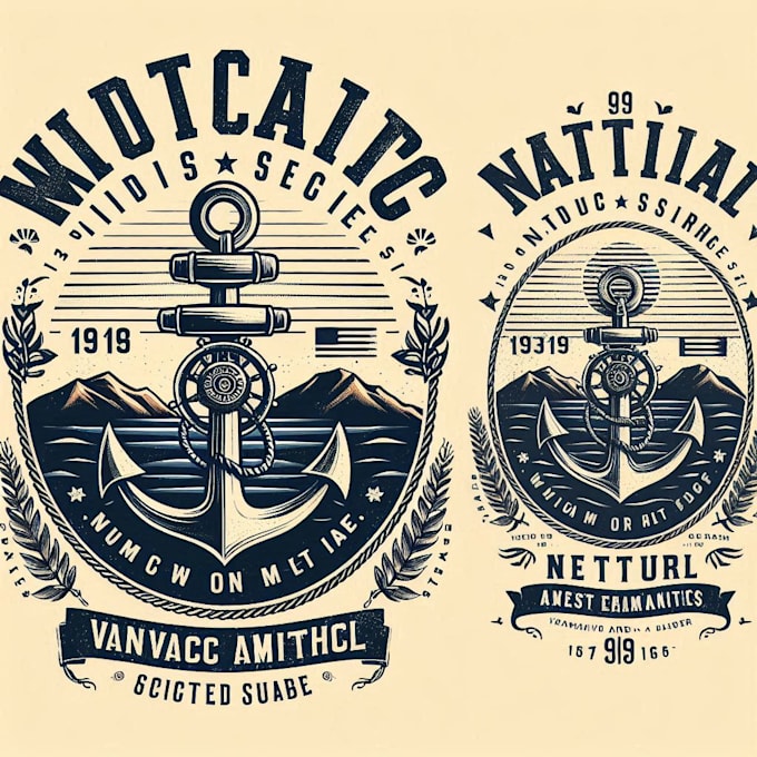 design high quality nautical logo with t shirt design