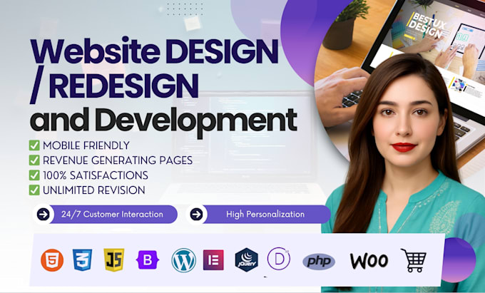 design, redesign, or build a responsive wordpress website with elementor