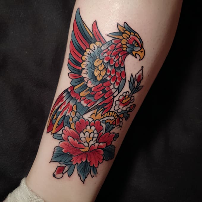 do premium trash polka design , sleeve tattoo