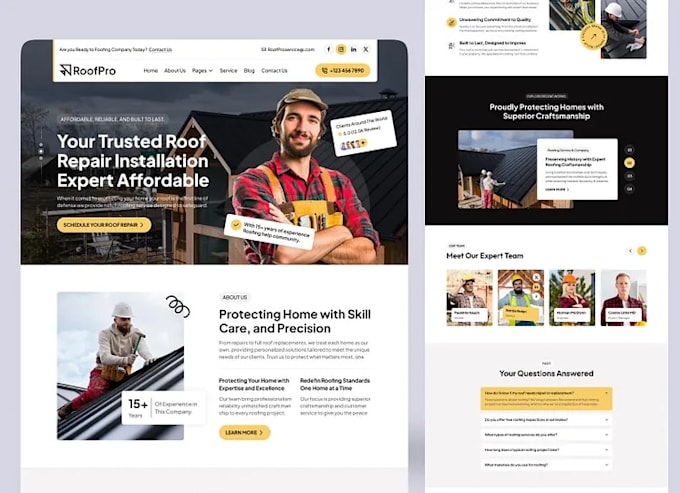 build hvac roofing website, plumbing contractor landing page website