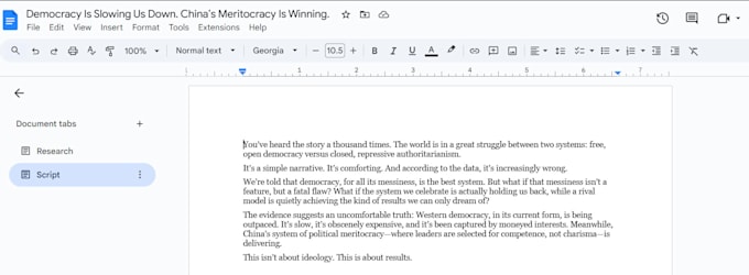 research and write video scripts in a vox, fern or james jani