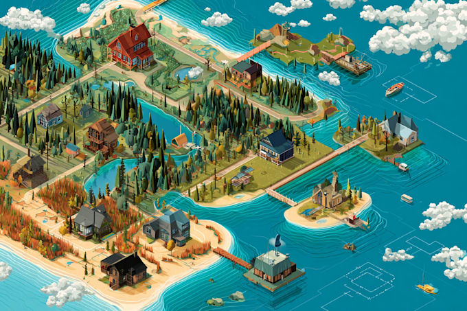 draw amazing vector or isometric map illustrations