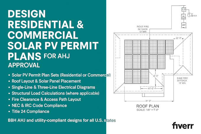 Design residential or commercial solar permit plans ev charger plans by ...
