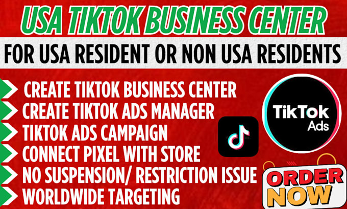 verified USA tiktok business center tiktok ads agency ads campaign install pixel