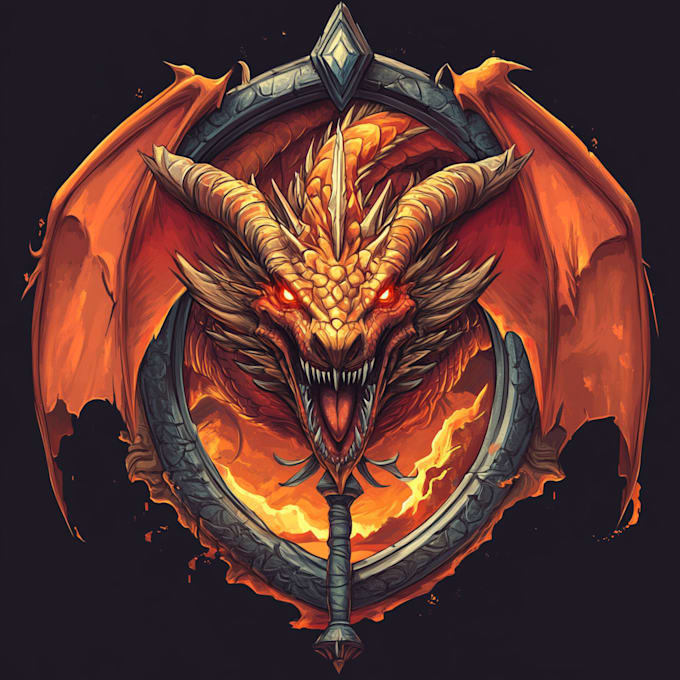 make fantasy game logo title in dark theme