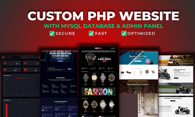 develop a secure custom website with mysql database and admin panel