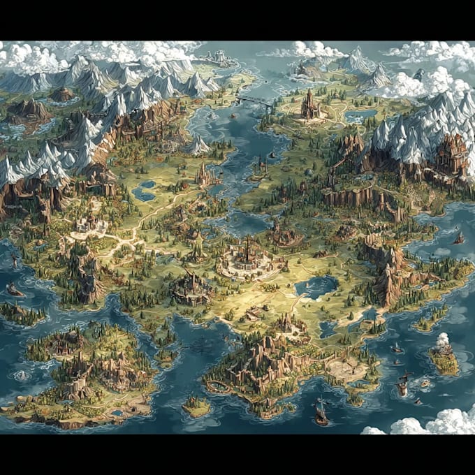 draw a digital art fantasy map for you