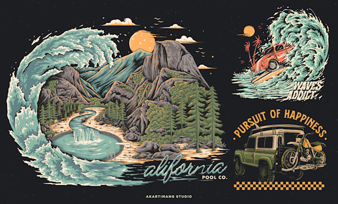 create cool vintage illustration