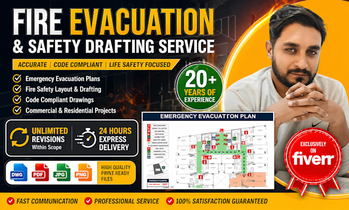 design fire exit and emergency evacuation plan, maps, diagram