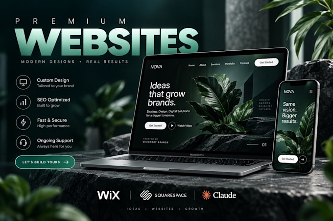 build a professional wix, squarespace or claude website