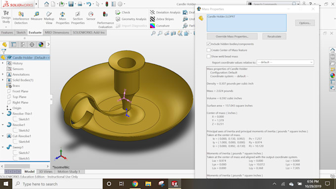 create a 3d model or drawing of any part in solidworks