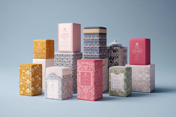 draw creative poly mailer, kraft box and packaging bag