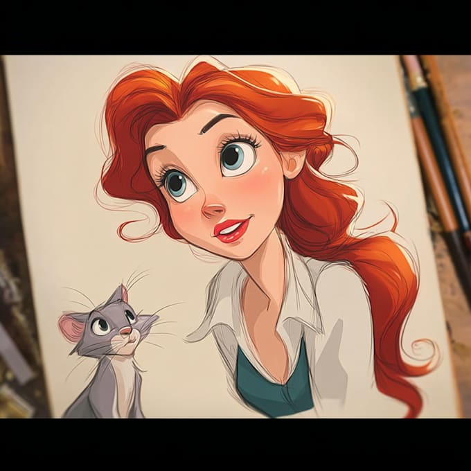 draw a cute disney cartoon portrait