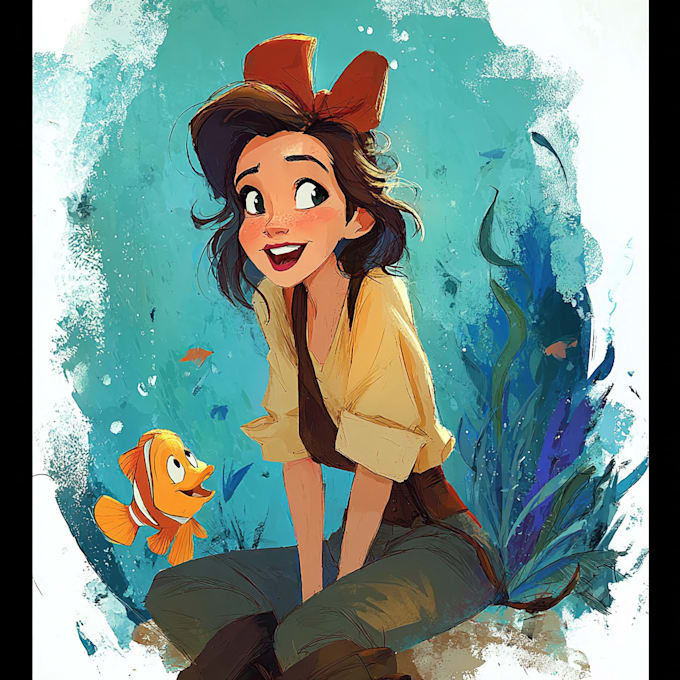 do cute disney cartoon portrait