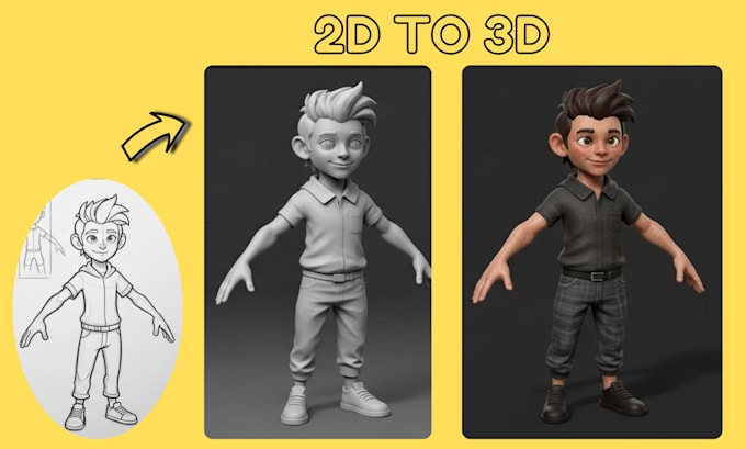 convert 2d sketch photo ai image to 3d printable toy character stl model