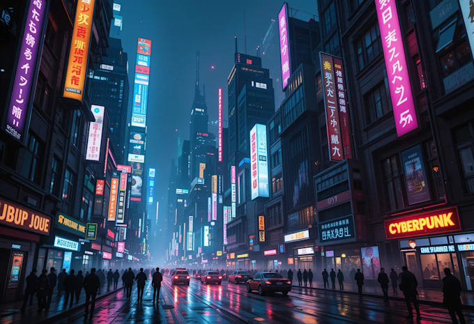 Create a cyberpunk futuristic city and background by Demabura300 | Fiverr
