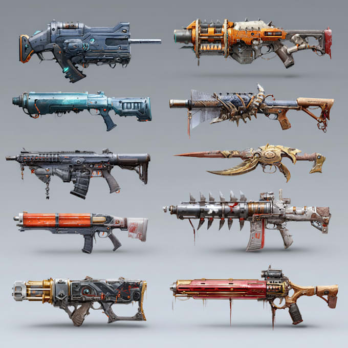 design and paint weapons and props