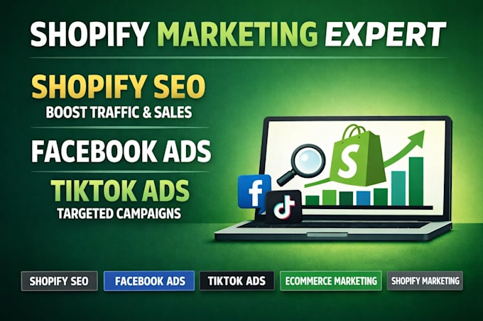promote facebook and instagram ads,ecommerce shopify marketing and tiktok shop