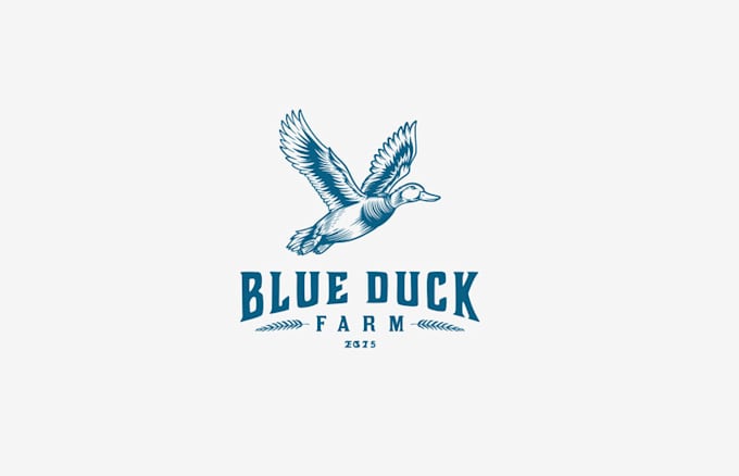 design unique blue duck farm logo
