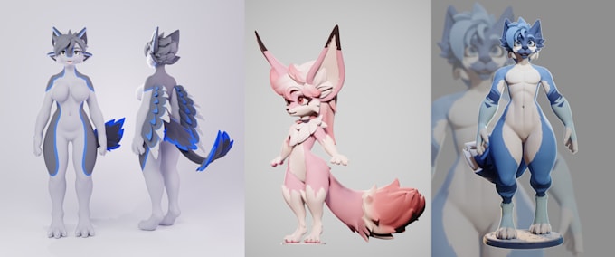 imaginary 3d character, 3d vrchat model,stylized cartoon,fursona 3d animate,nsfw