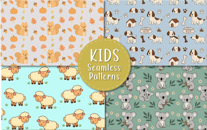 make cute kids babies seamless patterns textile prints