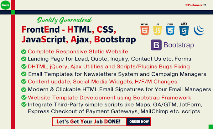 help you in HTML, CSS, javascript, bootstrap, ajax tasks